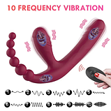 Анатомічний страпон із вібрацією, Вібро страпон вагінальний і анальний на пульті, Інтимні іграшки, фото 2