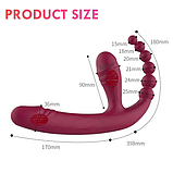 Анатомічний страпон із вібрацією, Вібро страпон вагінальний і анальний на пульті, Інтимні іграшки, фото 7