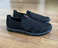 Мужские летние туфли черные сетка ( код 5326 )