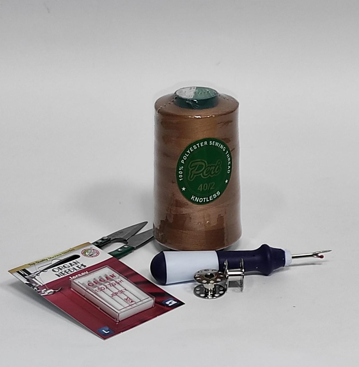 Нитки швейні універсальні 100% поліестер 40/2 Peri 4000 ярдів світло коричневі 158 (6598), фото 1