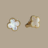 Сережки Ванкліф (1,5 см) англійському замочку / натуральний перламутр / поктиття лимонним золотом, фото 2