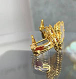 Сережки Ванкліф (1,5 см) англійському замочку / натуральний перламутр / поктиття лимонним золотом, фото 3