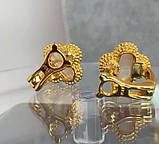 Сережки Ванкліф (1,5 см) англійському замочку / натуральний перламутр / поктиття лимонним золотом, фото 4