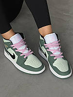 Зелені жіночі кроссівки Nike Air Jordan Retro 1. Модні кросси жіночі Найк Аір Джордан., фото 7