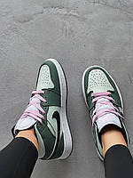Зелені жіночі кроссівки Nike Air Jordan Retro 1. Модні кросси жіночі Найк Аір Джордан., фото 3