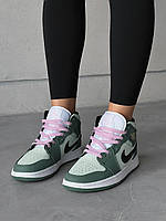 Зелені жіночі кроссівки Nike Air Jordan Retro 1. Модні кросси жіночі Найк Аір Джордан., фото 8