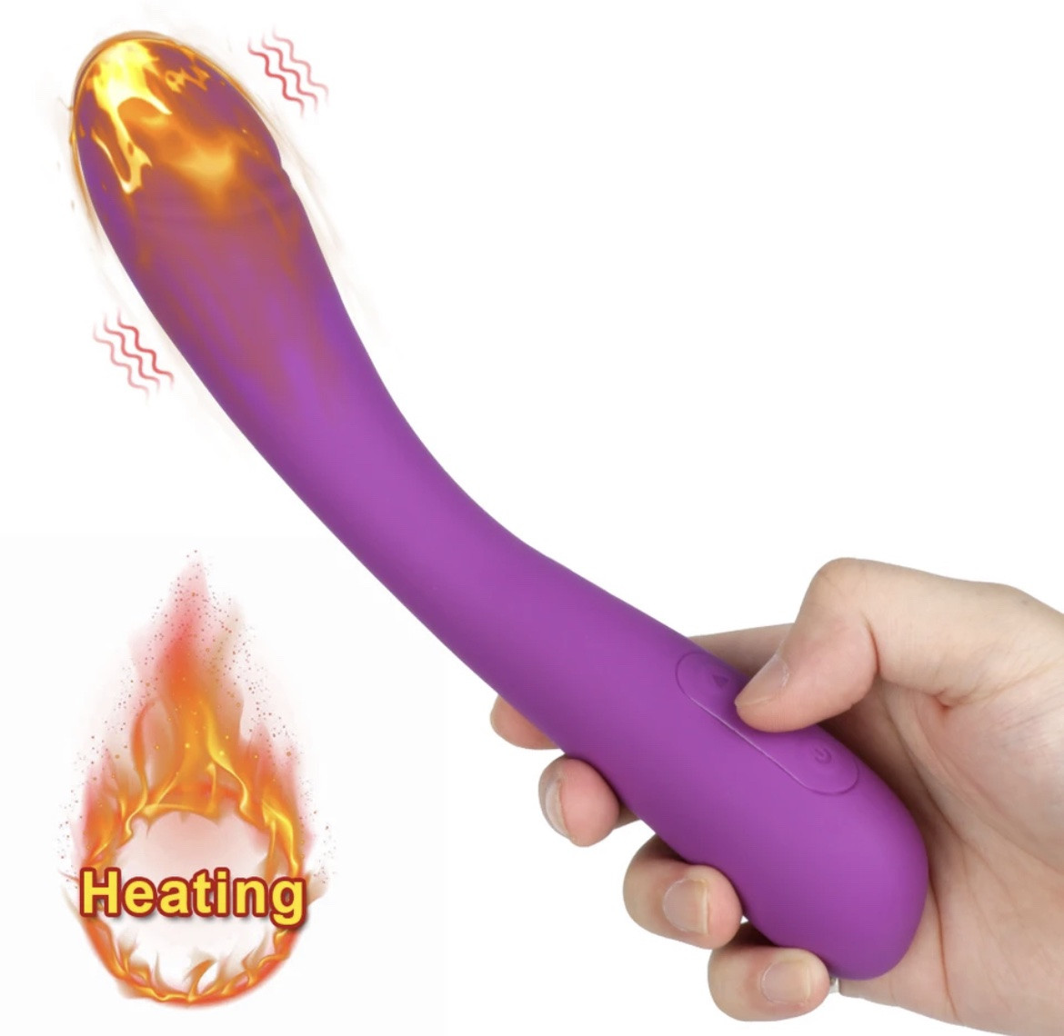 Потужний вібратор для точки G із нагріванням Hot Boy Purple, 22х3,5 см.