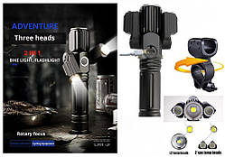 Велосипедна фара NEWBOLER із зумом (1800LM, L2+2*XPE Lamp LED, Micro USB, Кріплення,18650), Без батареї