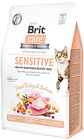 Сухой корм для привередливых кошек с индейкой Brit Care Cat GF Sensitive HDigestion & Delicate Taste 400 г