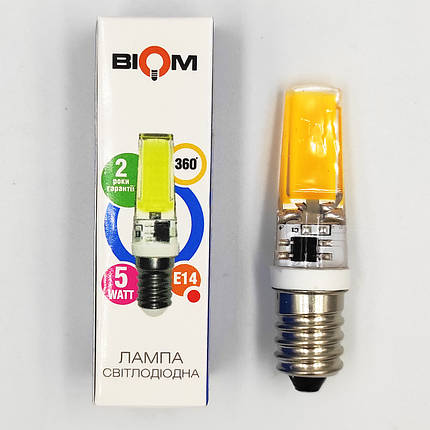 Світлодіодна лампа Biom 2508 E14 5W AC220 3000K BG14-5-3-S 1453, фото 1