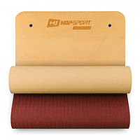 Фитнес-коврик с отверстиями Hop-Sport из TPE пены, оранжево- красный. (183x61x0,8 см)