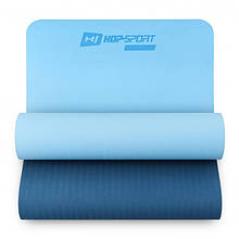 Килимок для фітнесу Hop-Sport, з TPE піни, синьо-блакитний. (183x61x0,6 см)