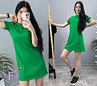 Женское повседневное платье с коротким рукавом зеленое
