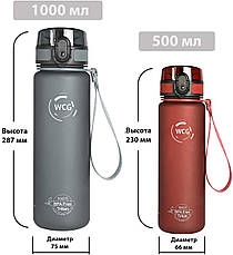 Пляшка фляга для води з високоякісного матеріалу WCG 1 л для спорту подорожей прогулянок занять фітнесу, фото 3