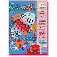 DJECO Художній комплект малювання кольоровим піском і блискітками "Райдужні рибки",DJ08661