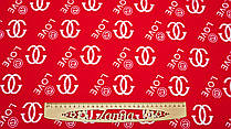 Трикотаж-жаккард колір червоний "Love" (Принт схожий на "Шанель")