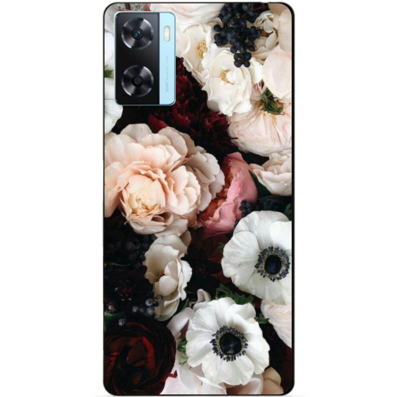 Силіконовий бампер чохол для Oppo A57s з малюнком Білі Маки