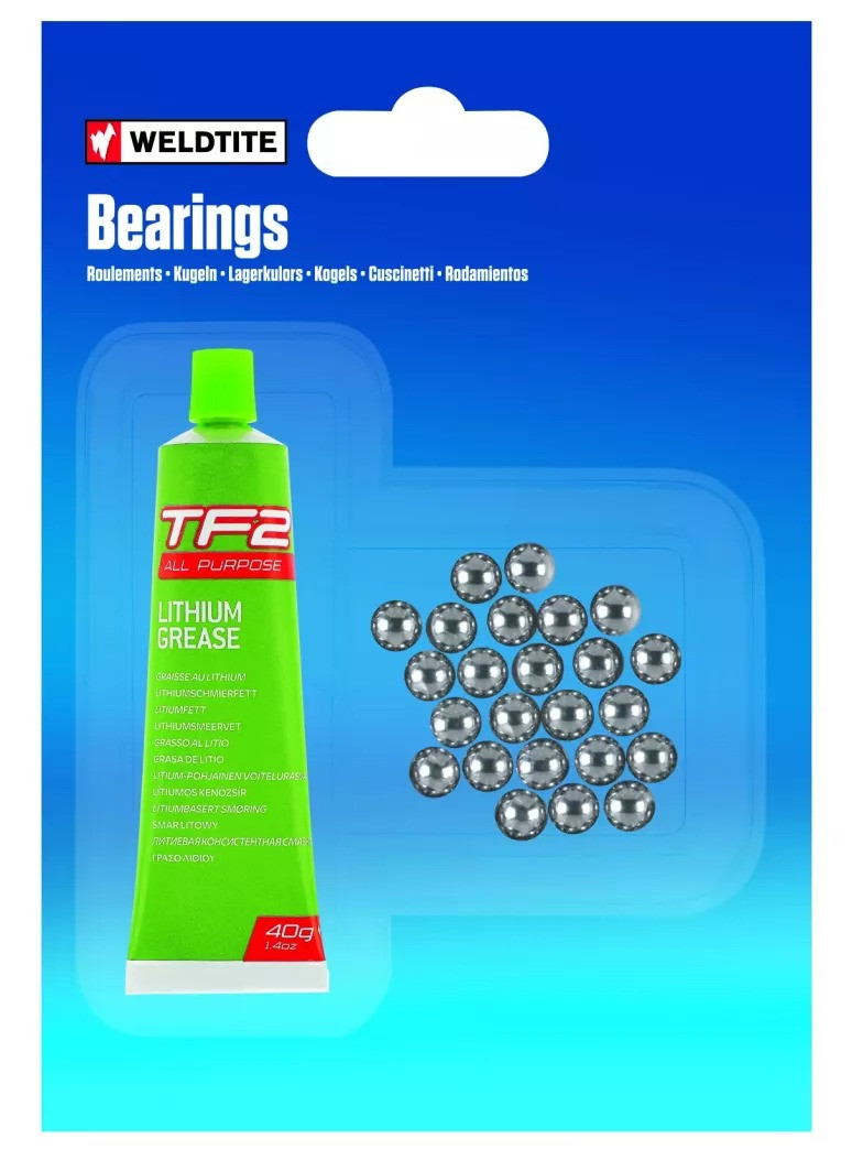 Ремкомплект для задніх втулок Weldtite Bearings 06175 кульки (6,35мм) 1/4" х 24шт + мастило 5 гр
