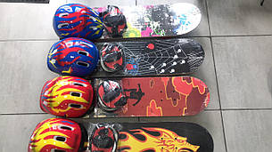 Скейтборд із шоломом та захистом 3108 TH протиковзке покриття 4 кольори 80х19 см скейтборд дерев'яний, фото 2