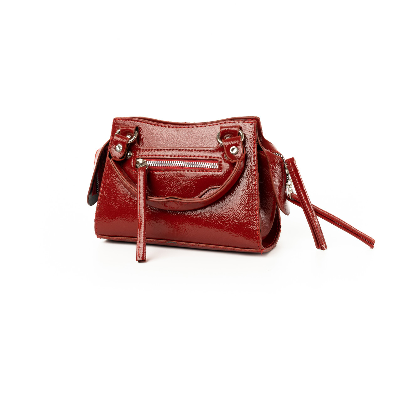 Сумка жіноча лакова зі штучної шкіри, містка стильна сумочка на блискавці, Червоний