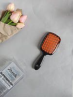 Расческа для волос Janeke супербраш стандарт Оригинал Италия черная с оранжевыми зубчиками