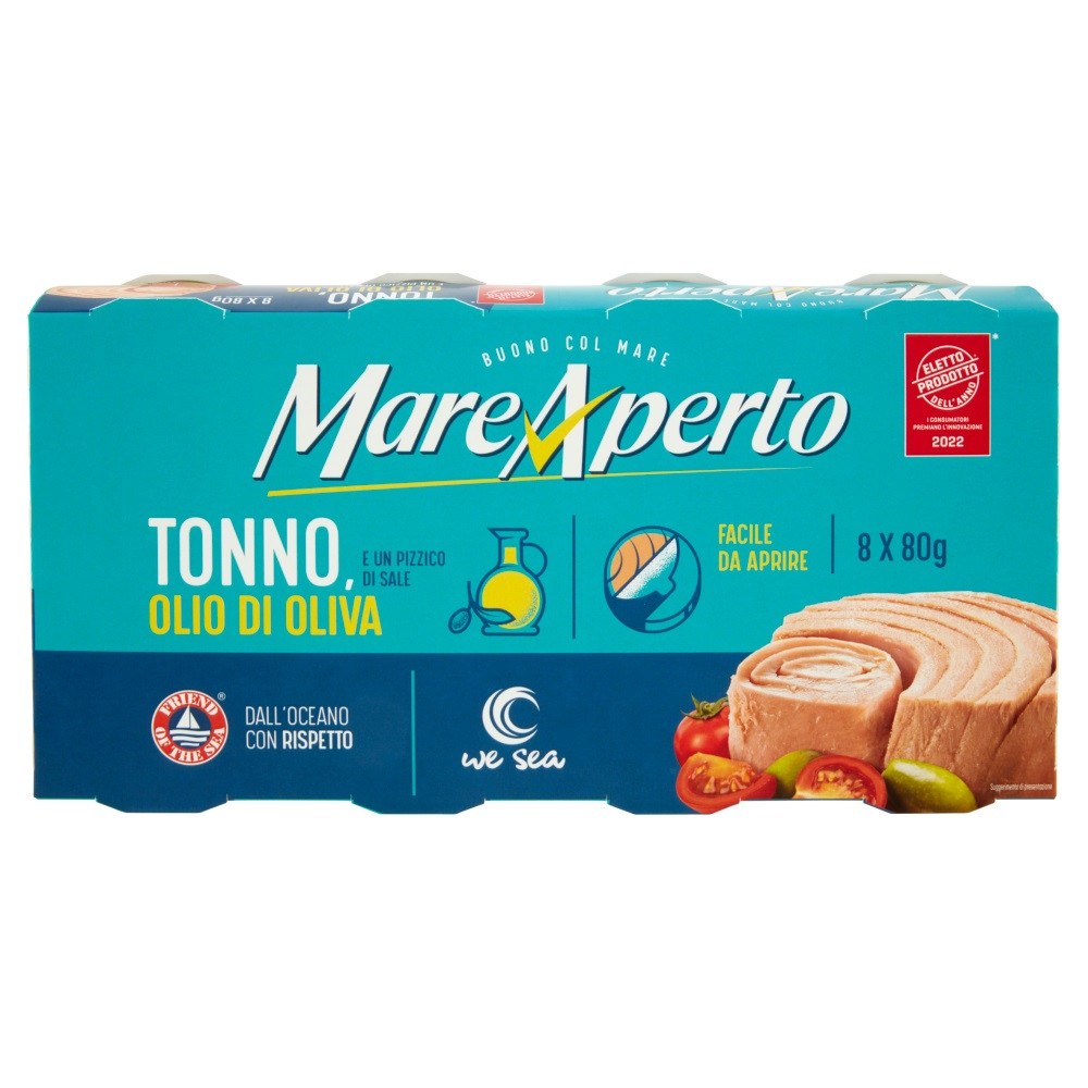 Тунець Шматочками Mare Aperto Tonno all Olio di Oliva в оливковій олії паковання 8х80 г Італія
