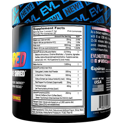 Предтренувальний комплекс Evlution Nutrition ENGN Shred 30 порц., фото 2