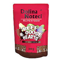 Влажный корм для собак Dolina Noteci Superfood из говяжьих и гусиных сердец 300 г