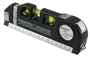 Лазерний рівень з рулеткою і лінійкою /вертикаль/горизонт/хрест LASER LEVEL PRO 3