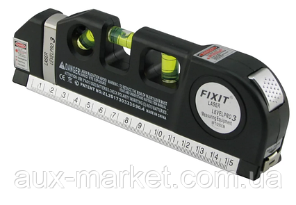 Лазерний рівень з рулеткою і лінійкою /вертикаль/горизонт/хрест LASER LEVEL PRO 3, фото 1