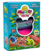 Набір тіста для ліпки 71509 (рос) "Містер тісто - 4 кольори з глітером", в кор-ці 9*6,5*2,5см