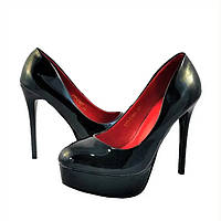 Женские чёрные туфли на каблуке лаковые модельные на шпильке (НАЛИЧИЕ размеров в описании)