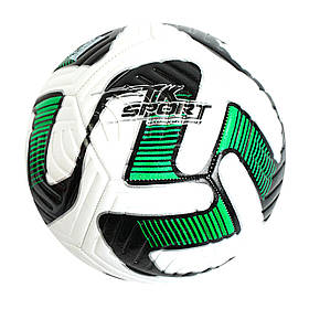 М`яч футбольний, білий з зеленим "TK Sport", матеріал TPE, вага 400-420 грамм, розмір №5 (C55017)
