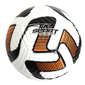 М`яч футбольний, білий з оранджевим "TK Sport", матеріал TPE, вага 400-420 грамм, розмір №5 (C55017)