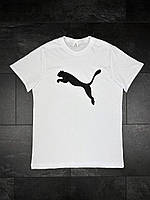 Мужская футболка Puma белая, качественная молодежная футболка на каждый день.