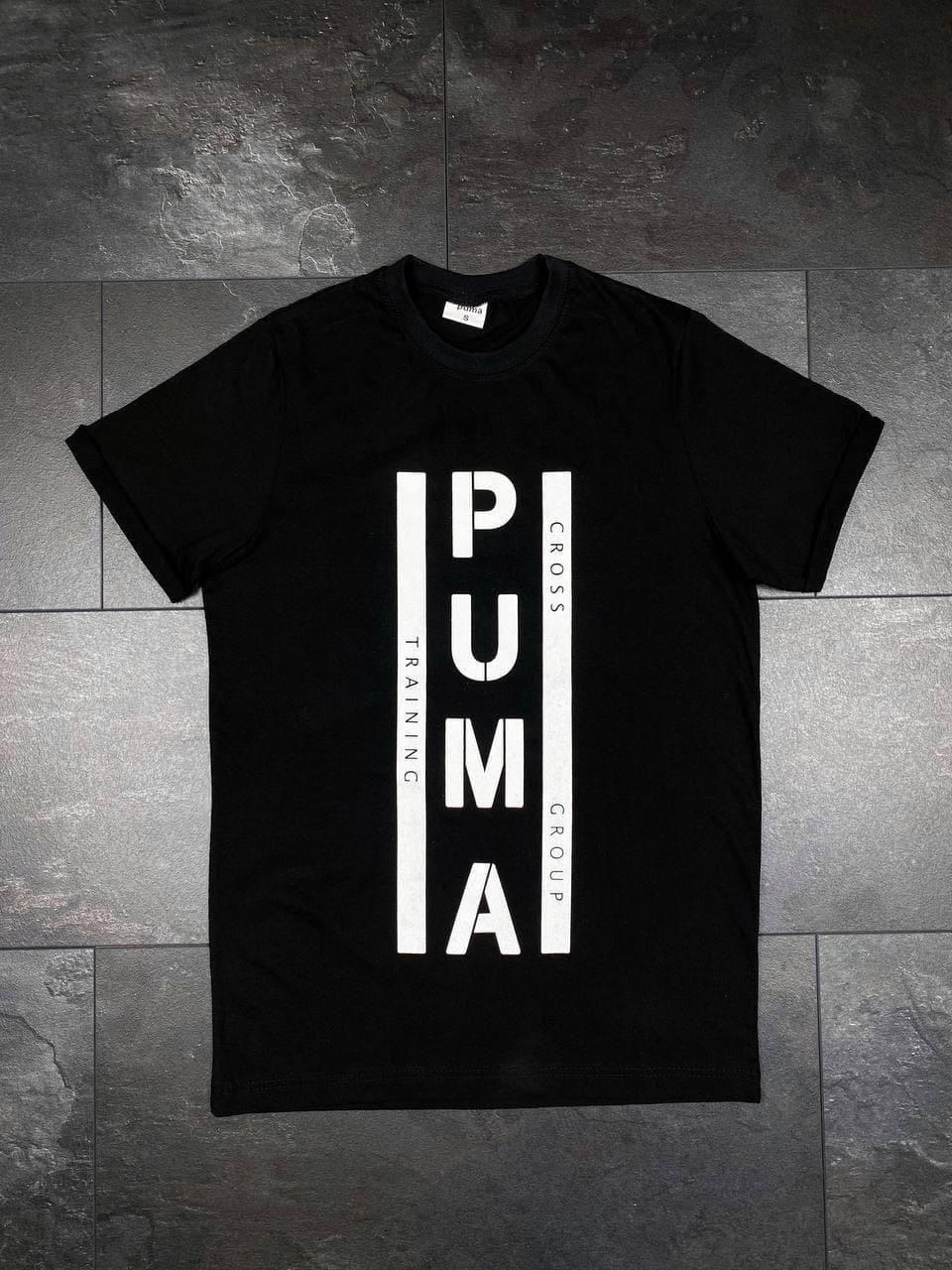Чоловіча футболка Puma чорна, якісна молодіжна футболка на щодень.