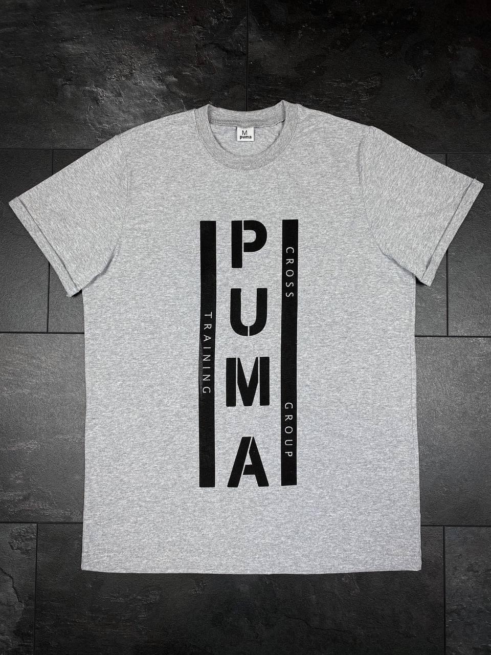 Чоловіча футболка Puma сіра, якісна молодіжна футболка на щодень.