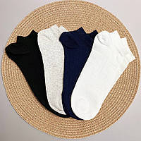 Набор женских летних хлопковых носков на 4 пары 36-40 р короткие, разного цвета однотонные и стильные