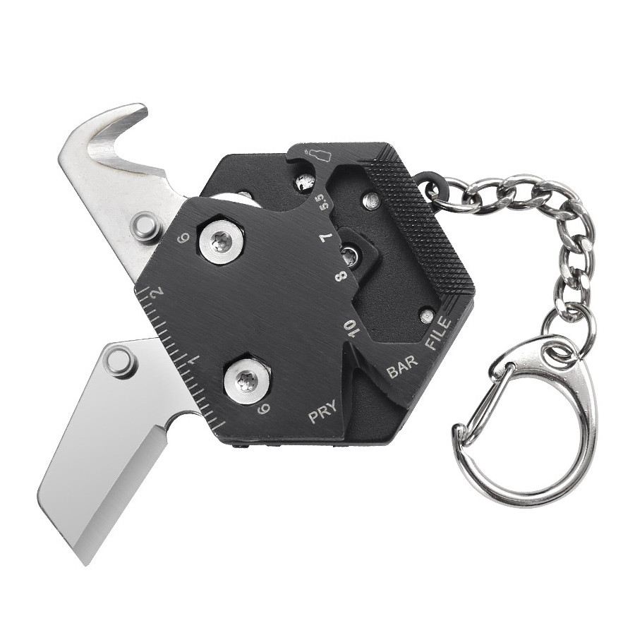 Брелок мультитул 8-в-1 Keychain Screwdriver Multifunctional, мультиінструмент у вигляді брелока 8 функцій, чорний