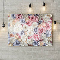 Картина на стену, картины на кухню, картины для кофейни, картины в интерьере кафе Фон из роз, 50х35 см
