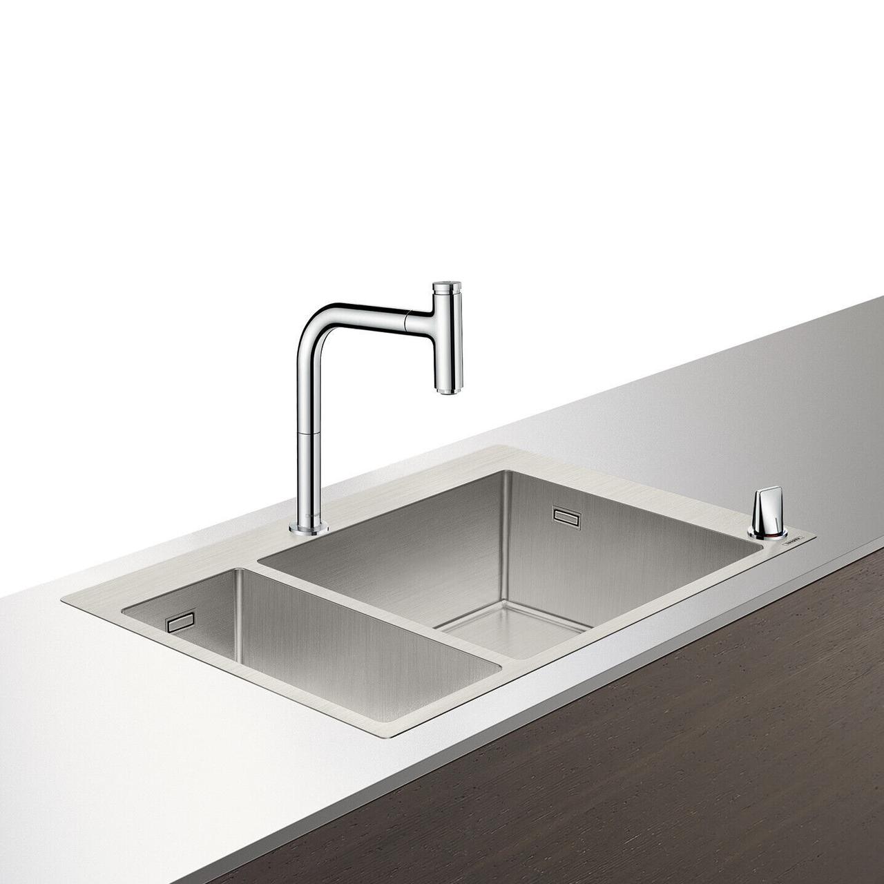 Мийка для кухні HANSGROHE з нержавіючої сталі 755x500мм прямокутна 1мм 43206000, фото 1