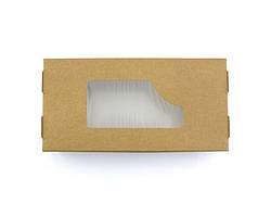Коробка паперова біло-бура з вікном 200*100*50 мм