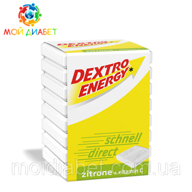 Dextro Energy Zitrone — швидка глюкоза зі смаком лимона та вітаміном С