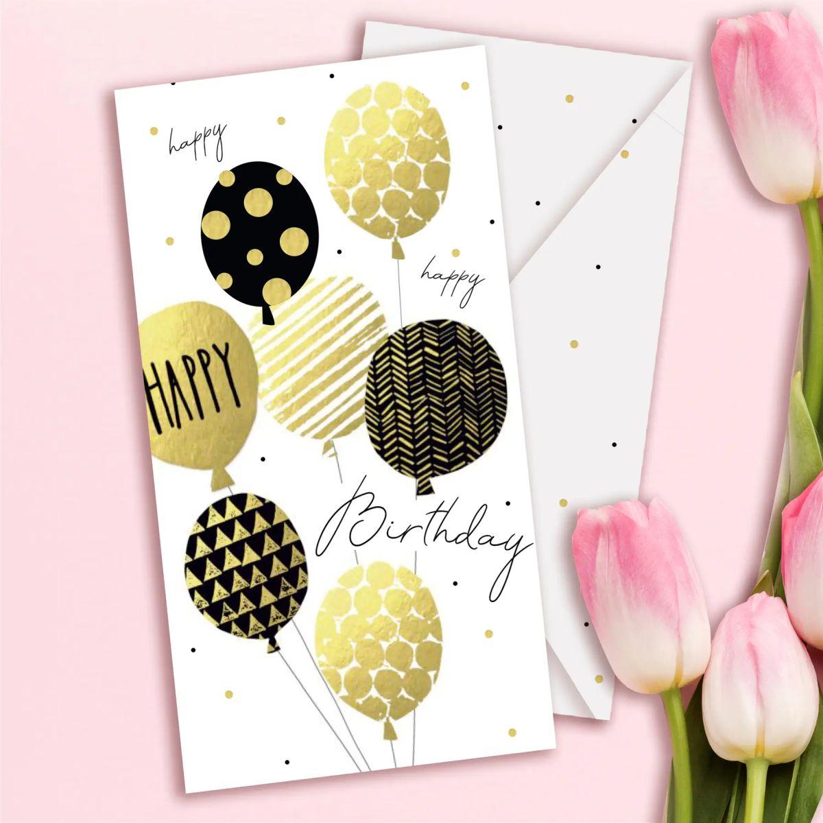 Подарунковий конверт "Happy Birthday" повітряні кульки  1шт.