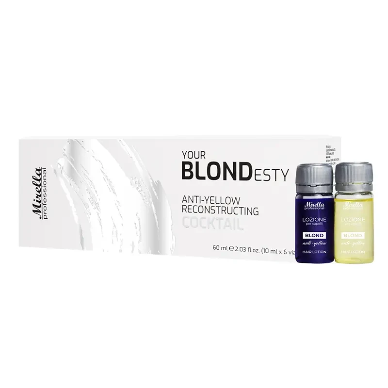 Коктейль-реконструктор для волосся з антижовтим ефектом 6 шт*10 мл, Mirella Professional Your BLONDesty