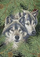 Волки в сосновом лесу Схема вышивки бисером