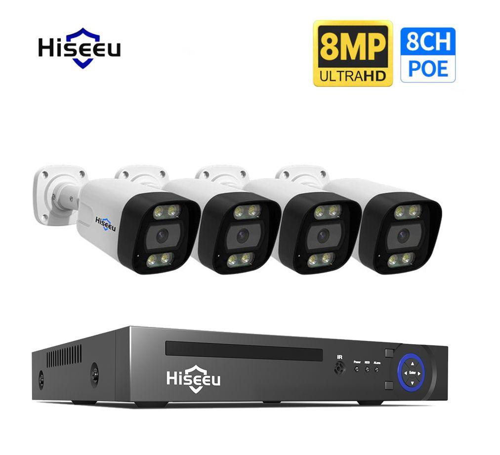 Комплект 4K відеоспостереження Hiseeu POEKIT-4HB718 на 4 камери 8MP — реєстратор і дроти
