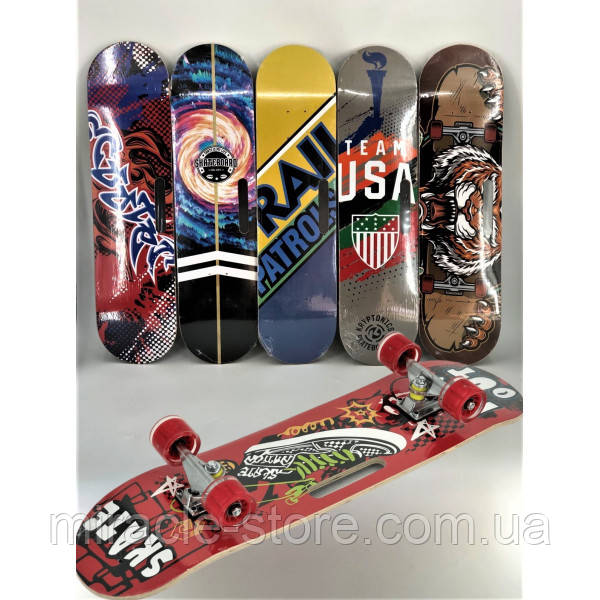 Скейтборд для підлітків 3108-1TX протиковзке покриття 4 кольори 80х20 см скейтборд з дерева