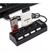 Концентратор USB Hub 2.0 4-хпортовий з кнопками включення, фото 3