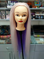 Учебная голова манекен для плетения волос, цветная , 50 см( искусственные волосы) GLV-ET(1)
